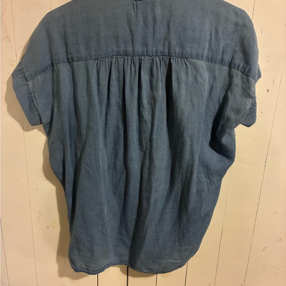 Madewell Central Shirt in Bright Indigo Chambray, Slouchy Oversized Button Up - Picture 3 of 4